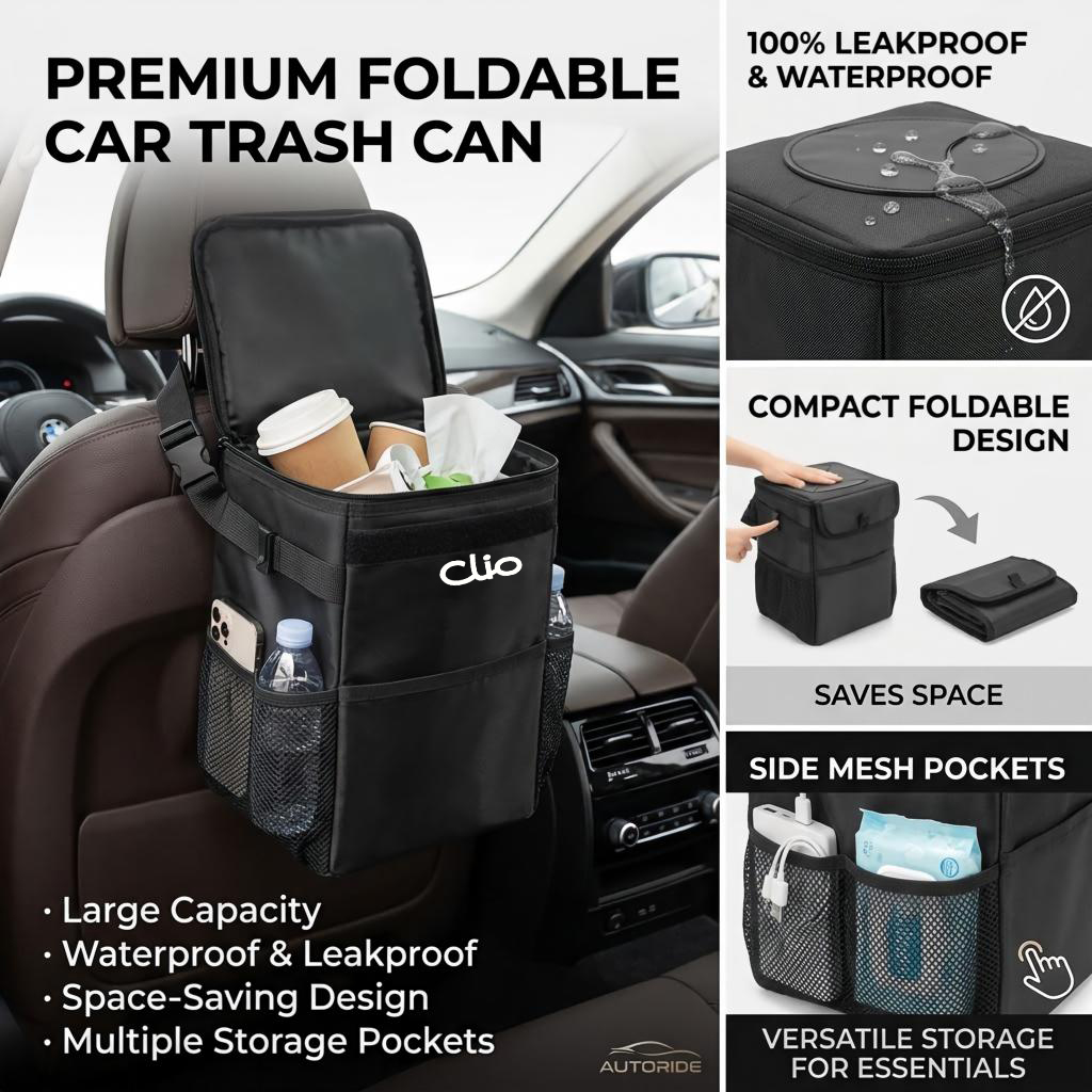 Waterproof Car Trash Can With Lid - Su geçirmez araç içi çöp kutusu