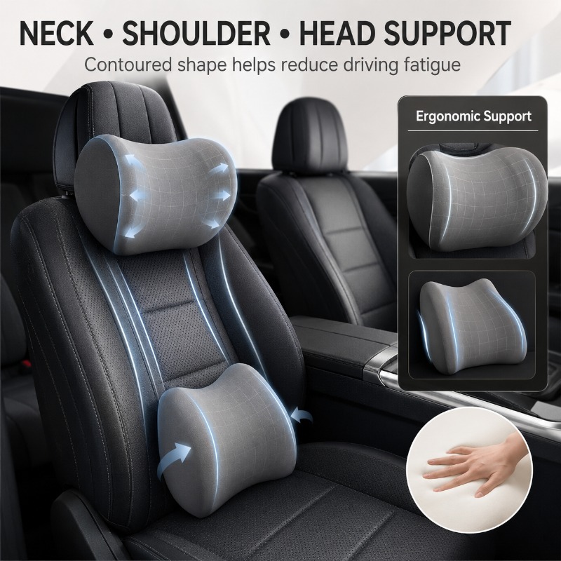 Araba Koltuk Başlığı Boyun Yas - Memory Foam Car Neck Pillow Lumbar Support incelemesi ve fiyatı